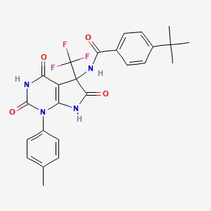 molecular formula C25H23F3N4O4 B11488810 4-tert-butyl-N-[1-(4-methylphenyl)-2,4,6-trioxo-5-(trifluoromethyl)-2,3,4,5,6,7-hexahydro-1H-pyrrolo[2,3-d]pyrimidin-5-yl]benzamide 