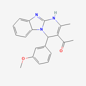 molecular formula C20H19N3O2 B11488926 1-[4-(3-Methoxyphenyl)-2-methyl-1,4-dihydropyrimido[1,2-a]benzimidazol-3-yl]ethanone 