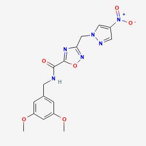 molecular formula C16H16N6O6 B11488927 N-(3,5-dimethoxybenzyl)-3-[(4-nitro-1H-pyrazol-1-yl)methyl]-1,2,4-oxadiazole-5-carboxamide 