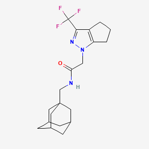 molecular formula C20H26F3N3O B11488939 Cyclopenta[c]pyrazole-1-acetamide, 1,4,5,6-tetrahydro-N-(tricyclo[3.3.1.1(3,7)]dec-1-ylmethyl)-3-(trifluoromethyl)- 