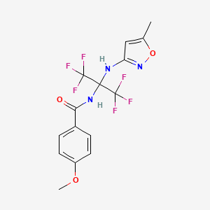 molecular formula C15H13F6N3O3 B11488968 N-{1,1,1,3,3,3-hexafluoro-2-[(5-methyl-1,2-oxazol-3-yl)amino]propan-2-yl}-4-methoxybenzamide 