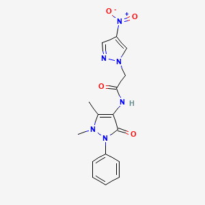 molecular formula C16H16N6O4 B11488969 N-(1,5-dimethyl-3-oxo-2-phenyl-2,3-dihydro-1H-pyrazol-4-yl)-2-(4-nitro-1H-pyrazol-1-yl)acetamide 