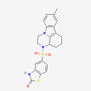 molecular formula C22H21N3O3S2 B11488986 5-[(8-methyl-1,2,3a,4,5,6-hexahydro-3H-pyrazino[3,2,1-jk]carbazol-3-yl)sulfonyl]-1,3-benzothiazol-2(3H)-one 