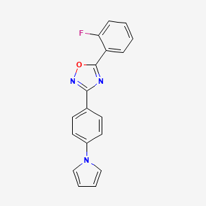 molecular formula C18H12FN3O B11488999 5-(2-fluorophenyl)-3-[4-(1H-pyrrol-1-yl)phenyl]-1,2,4-oxadiazole 