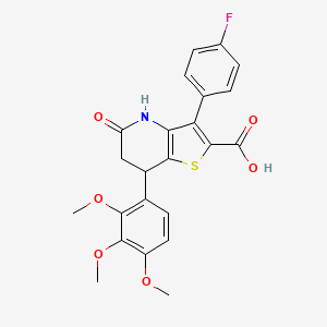 3-(4-Fluorophenyl)-5-oxo-7-(2,3,4-trimethoxyphenyl)-4,5,6,7-tetrahydrothieno[3,2-b]pyridine-2-carboxylic acid