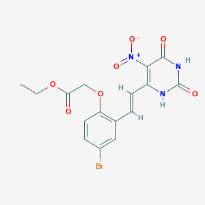 ethyl {4-bromo-2-[(E)-2-(2,6-dihydroxy-5-nitropyrimidin-4-yl)ethenyl]phenoxy}acetate