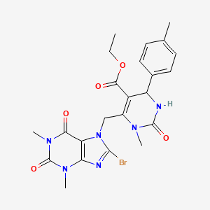 ethyl 6-[(8-bromo-1,3-dimethyl-2,6-dioxo-1,2,3,6-tetrahydro-7H-purin-7-yl)methyl]-1-methyl-4-(4-methylphenyl)-2-oxo-1,2,3,4-tetrahydropyrimidine-5-carboxylate