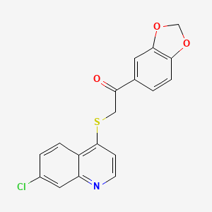 molecular formula C18H12ClNO3S B11489061 1-(1,3-Benzodioxol-5-yl)-2-[(7-chloroquinolin-4-yl)thio]ethanone 