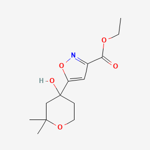 ethyl 5-(4-hydroxy-2,2-dimethyltetrahydro-2H-pyran-4-yl)-1,2-oxazole-3-carboxylate