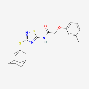 molecular formula C21H25N3O2S2 B11489124 N-[3-(1-adamantylthio)-1,2,4-thiadiazol-5-yl]-2-(3-methylphenoxy)acetamide 