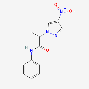 molecular formula C12H12N4O3 B11489161 2-(4-nitro-1H-pyrazol-1-yl)-N-phenylpropanamide 