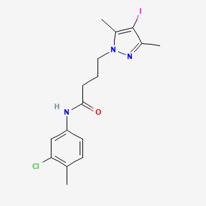 molecular formula C16H19ClIN3O B11489169 N-(3-chloro-4-methylphenyl)-4-(4-iodo-3,5-dimethyl-1H-pyrazol-1-yl)butanamide 