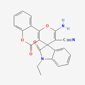 molecular formula C22H15N3O4 B11489185 2'-amino-1-ethyl-2,5'-dioxo-1,2-dihydro-5'H-spiro[indole-3,4'-pyrano[3,2-c]chromene]-3'-carbonitrile 