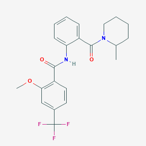 molecular formula C22H23F3N2O3 B11489217 2-methoxy-N-[2-(2-methylpiperidine-1-carbonyl)phenyl]-4-(trifluoromethyl)benzamide 