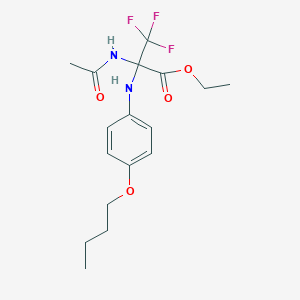 molecular formula C17H23F3N2O4 B11489225 Ethyl 2-acetamido-2-(4-butoxyanilino)-3,3,3-trifluoropropionate 