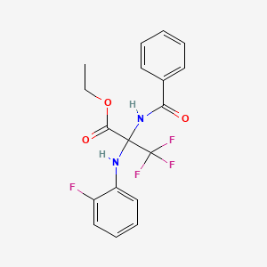 molecular formula C18H16F4N2O3 B11489255 Propanoic acid, 2-(benzoylamino)-3,3,3-trifluoro-2-[(2-fluorophenyl)amino]-, ethyl ester 