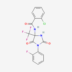 2-chloro-N-[1-(2-fluorophenyl)-2,5-dioxo-4-(trifluoromethyl)imidazolidin-4-yl]benzamide