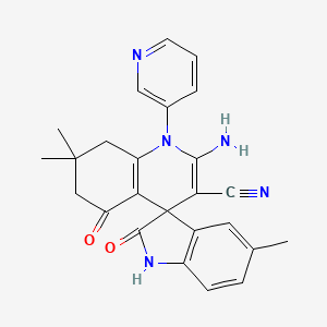 2'-amino-5,7',7'-trimethyl-2,5'-dioxo-1'-(pyridin-3-yl)-1,2,5',6',7',8'-hexahydro-1'H-spiro[indole-3,4'-quinoline]-3'-carbonitrile