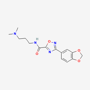 molecular formula C15H18N4O4 B11489388 3-(1,3-benzodioxol-5-yl)-N-[3-(dimethylamino)propyl]-1,2,4-oxadiazole-5-carboxamide 