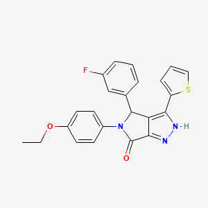 molecular formula C23H18FN3O2S B11489405 5-(4-ethoxyphenyl)-4-(3-fluorophenyl)-3-(thiophen-2-yl)-4,5-dihydropyrrolo[3,4-c]pyrazol-6(1H)-one 