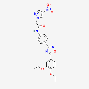 molecular formula C23H22N6O6 B11489407 N-{4-[5-(3,4-diethoxyphenyl)-1,2,4-oxadiazol-3-yl]phenyl}-2-(4-nitro-1H-pyrazol-1-yl)acetamide 