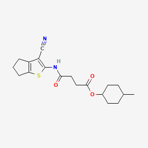 Butanoic acid, 4-[(3-cyano-5,6-dihydro-4H-cyclopenta[b]thiophen-2-yl)amino]-4-oxo-, 4-methylcyclohexyl ester