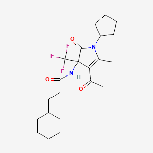 N-[4-acetyl-1-cyclopentyl-5-methyl-2-oxo-3-(trifluoromethyl)-2,3-dihydro-1H-pyrrol-3-yl]-3-cyclohexylpropanamide