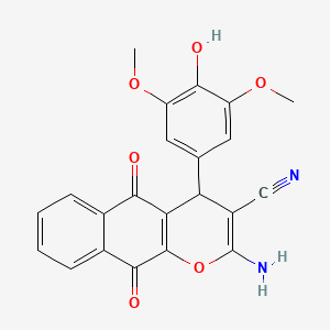 2-amino-4-(4-hydroxy-3,5-dimethoxyphenyl)-5,10-dioxo-5,10-dihydro-4H-benzo[g]chromene-3-carbonitrile