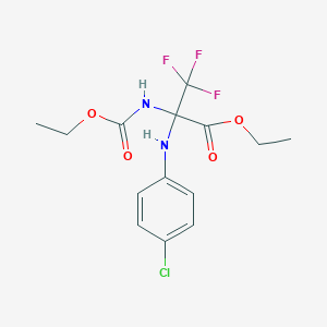 molecular formula C14H16ClF3N2O4 B11489476 Ethyl 2-(4-chloroanilino)-2-[(ethoxycarbonyl)amino]-3,3,3-trifluoropropionate 