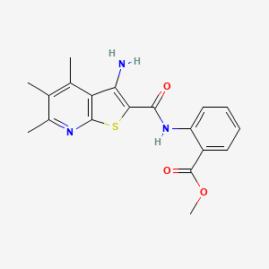 molecular formula C19H19N3O3S B11489484 Methyl 2-{[(3-amino-4,5,6-trimethylthieno[2,3-b]pyridin-2-yl)carbonyl]amino}benzoate 