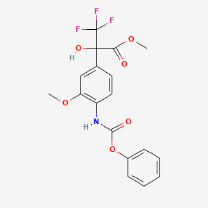 molecular formula C18H16F3NO6 B11489521 Methyl 3,3,3-trifluoro-2-hydroxy-2-{3-methoxy-4-[(phenoxycarbonyl)amino]phenyl}propanoate 