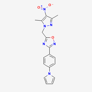 5-[(3,5-dimethyl-4-nitro-1H-pyrazol-1-yl)methyl]-3-[4-(1H-pyrrol-1-yl)phenyl]-1,2,4-oxadiazole