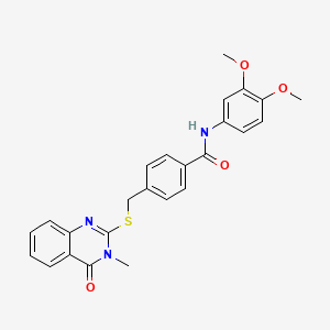 molecular formula C25H23N3O4S B11489558 N-(3,4-dimethoxyphenyl)-4-{[(3-methyl-4-oxo-3,4-dihydroquinazolin-2-yl)sulfanyl]methyl}benzamide 