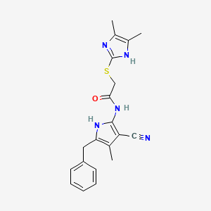 molecular formula C20H21N5OS B11489574 N-(5-benzyl-3-cyano-4-methyl-1H-pyrrol-2-yl)-2-[(4,5-dimethyl-1H-imidazol-2-yl)sulfanyl]acetamide 