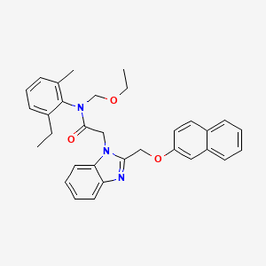 molecular formula C32H33N3O3 B11489589 N-(ethoxymethyl)-N-(2-ethyl-6-methylphenyl)-2-{2-[(naphthalen-2-yloxy)methyl]-1H-benzimidazol-1-yl}acetamide 