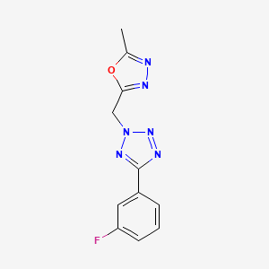 molecular formula C11H9FN6O B11489658 5-(3-fluorophenyl)-2-[(5-methyl-1,3,4-oxadiazol-2-yl)methyl]-2H-tetrazole 