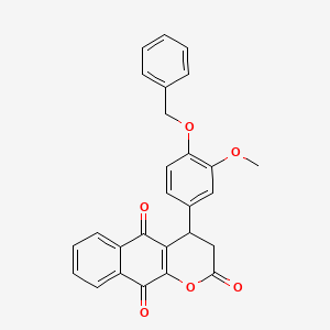 molecular formula C27H20O6 B11489741 4-[4-(benzyloxy)-3-methoxyphenyl]-3,4-dihydro-2H-benzo[g]chromene-2,5,10-trione 