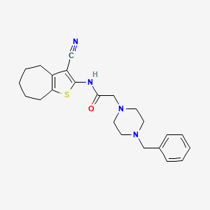 2-(4-benzylpiperazin-1-yl)-N-(3-cyano-5,6,7,8-tetrahydro-4H-cyclohepta[b]thiophen-2-yl)acetamide