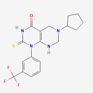 molecular formula C18H19F3N4OS B11489748 6-cyclopentyl-2-sulfanyl-1-[3-(trifluoromethyl)phenyl]-5,6,7,8-tetrahydropyrimido[4,5-d]pyrimidin-4(1H)-one 