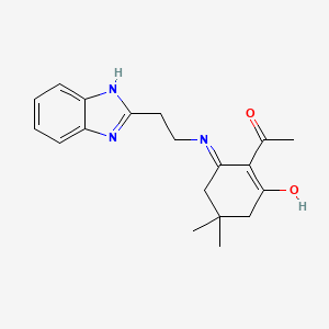 molecular formula C19H23N3O2 B11489757 2-acetyl-3-{[2-(1H-benzimidazol-2-yl)ethyl]amino}-5,5-dimethylcyclohex-2-en-1-one 