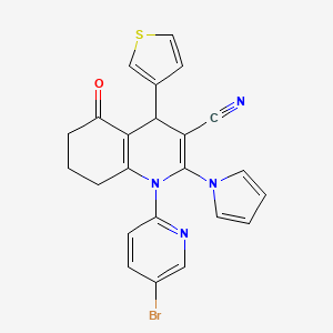 1-(5-bromopyridin-2-yl)-5-oxo-2-(1H-pyrrol-1-yl)-4-(thiophen-3-yl)-1,4,5,6,7,8-hexahydroquinoline-3-carbonitrile