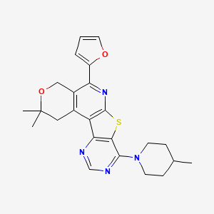 molecular formula C24H26N4O2S B11489776 8-(furan-2-yl)-4,4-dimethyl-13-(4-methylpiperidin-1-yl)-5-oxa-11-thia-9,14,16-triazatetracyclo[8.7.0.02,7.012,17]heptadeca-1(10),2(7),8,12(17),13,15-hexaene 