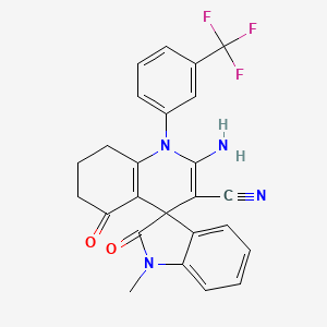 2'-Amino-1-methyl-2,5'-dioxo-1'-[3-(trifluoromethyl)phenyl]-1,2,5',6',7',8'-hexahydro-1'{H}-spiro[indole-3,4'-quinoline]-3'-carbonitrile