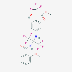 molecular formula C22H19F9N2O5 B11489833 Methyl 2-{4-[(2-{[(2-ethoxyphenyl)carbonyl]amino}-1,1,1,3,3,3-hexafluoropropan-2-yl)amino]phenyl}-3,3,3-trifluoro-2-hydroxypropanoate 