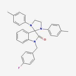 molecular formula C31H28FN3O B11489840 1'-(4-fluorobenzyl)-1,3-bis(4-methylphenyl)spiro[imidazolidine-2,3'-indol]-2'(1'H)-one 