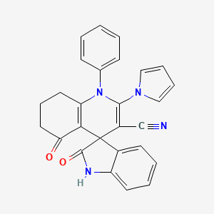 2,5'-Dioxo-1'-phenyl-2'-(1{H}-pyrrol-1-YL)-1,2,5',6',7',8'-hexahydro-1'{H}-spiro[indole-3,4'-quinoline]-3'-carbonitrile