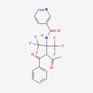 molecular formula C19H14F6N2O3 B11489866 N-[1,1,1-trifluoro-4-oxo-3-(phenylcarbonyl)-2-(trifluoromethyl)pentan-2-yl]pyridine-3-carboxamide 