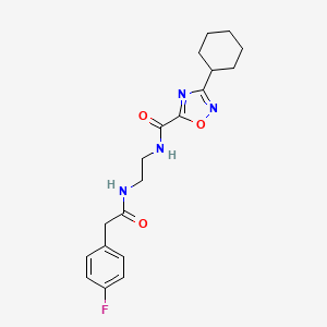 3-cyclohexyl-N-(2-{[(4-fluorophenyl)acetyl]amino}ethyl)-1,2,4-oxadiazole-5-carboxamide