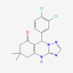 molecular formula C17H16Cl2N4O B11489911 9-(3,4-dichlorophenyl)-6,6-dimethyl-5,6,7,9-tetrahydro[1,2,4]triazolo[5,1-b]quinazolin-8(4H)-one 