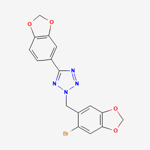 molecular formula C16H11BrN4O4 B11489941 5-(1,3-benzodioxol-5-yl)-2-[(6-bromo-1,3-benzodioxol-5-yl)methyl]-2H-tetrazole 